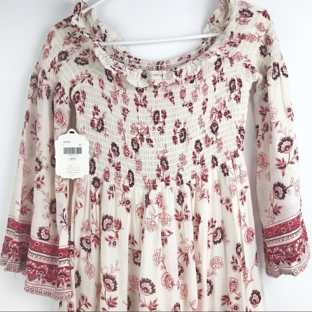 Altar’d State Cream/ Red Floral Off Shoulder Dress NEW - Picture 9 of 16